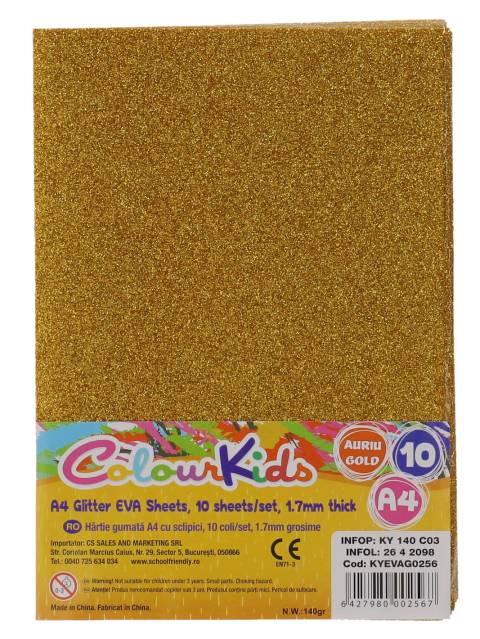 Art Craft CK COLI EVA gumata cu sclipici 1.7mm 10coli AURIU CK